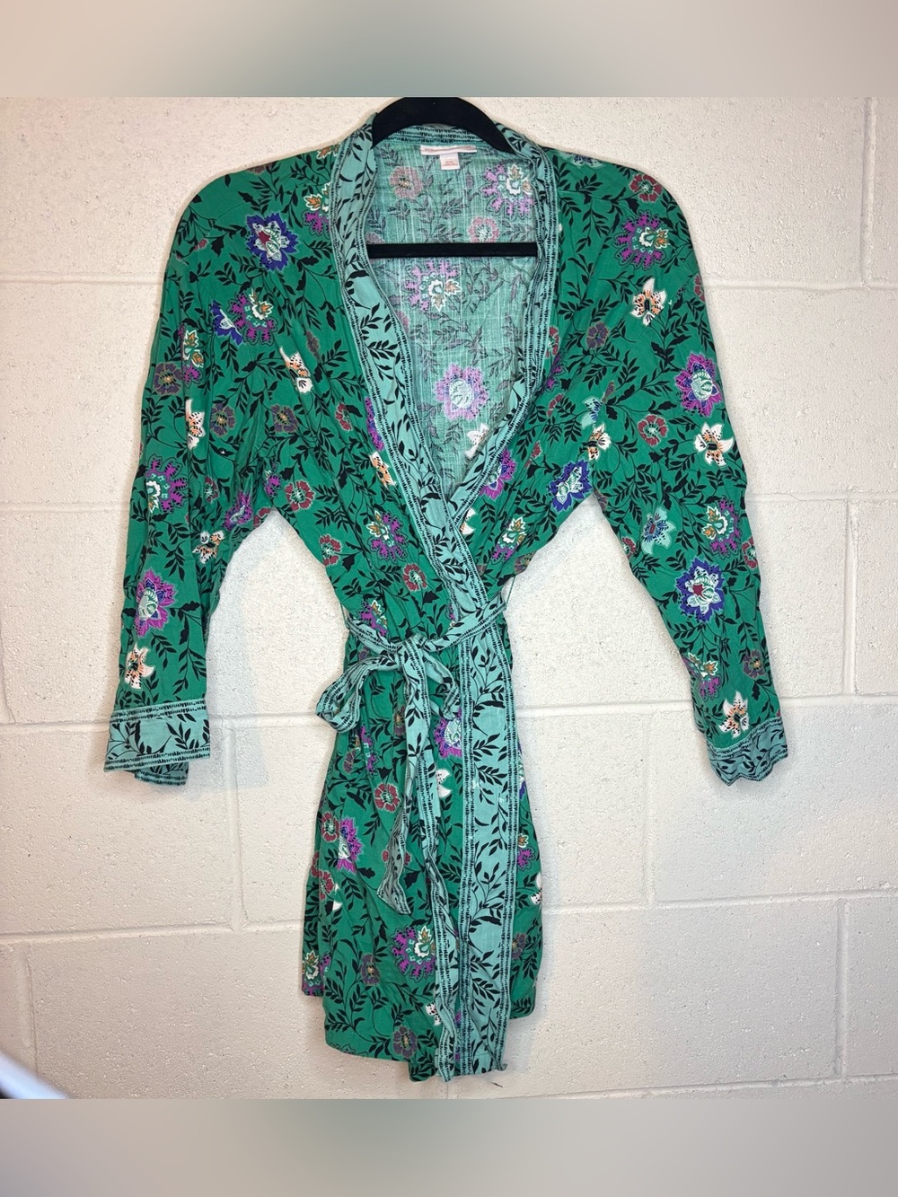 Knox rose floral green kimono wrap women’s size Xs